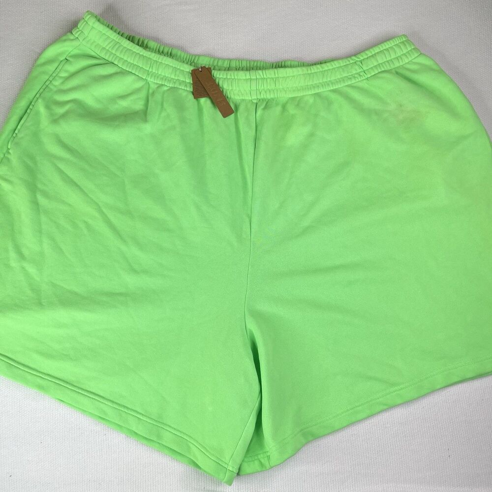 SKIMS Neon Green Cotton Fleece Rib Shorts Women’s Plus Size 4X